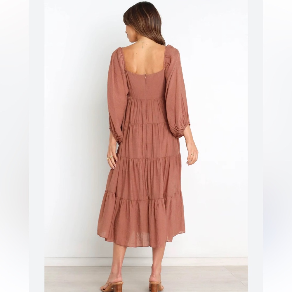 Reformation Orange Tiered Sundress with Bishop Sleeves